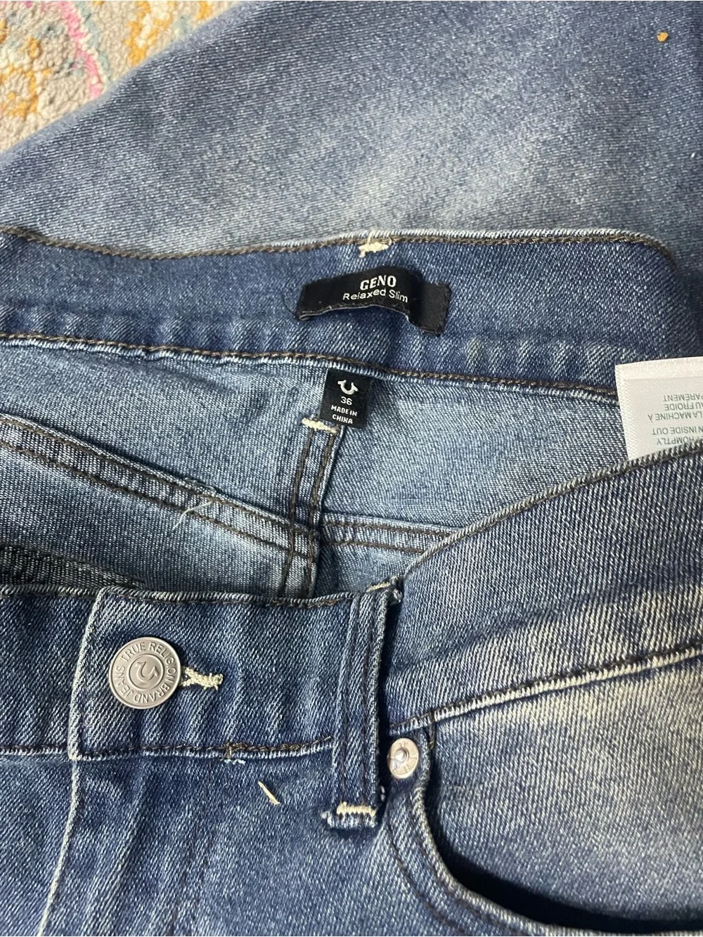 True Religion Men's Faded Blue Straight Jeans